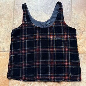J Crew Velvet Plaid Tank Size 8 Dark Academia Holiday Festive